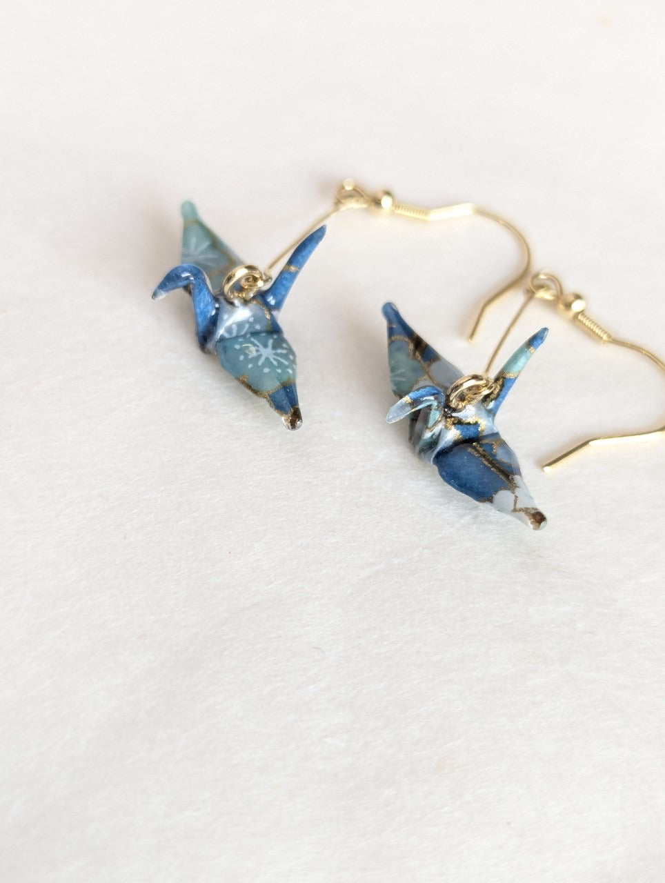 京友禅・折り鶴 ピアス (イヤリング)