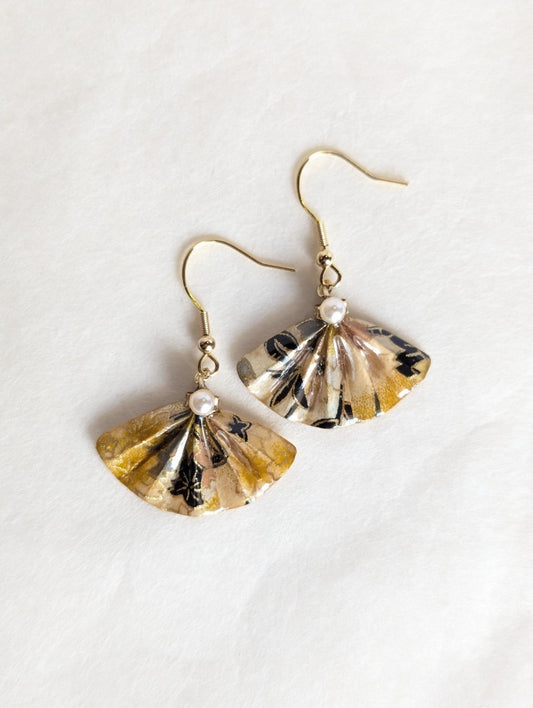 京友禅・扇子　ピアス（イヤリング）