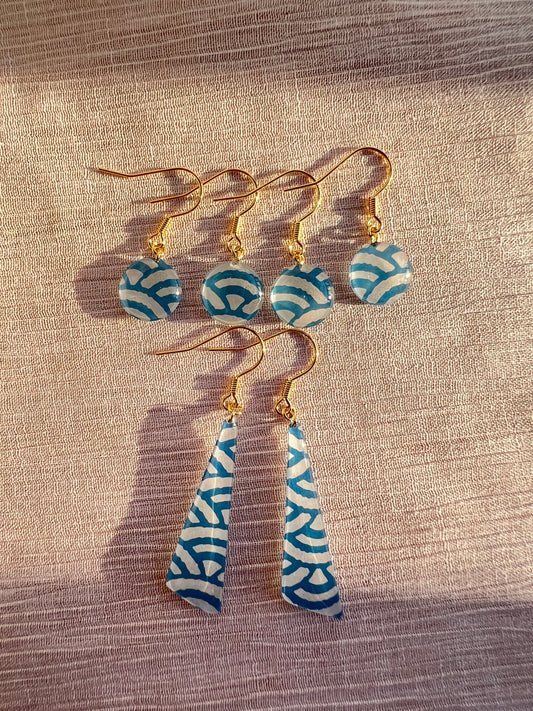 【京友禅ピアス】　青海波　ピアス・イヤリング