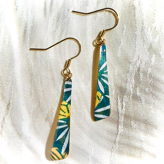 【京友禅　ピアス/イヤリング⠀】　表 青 裏 金色